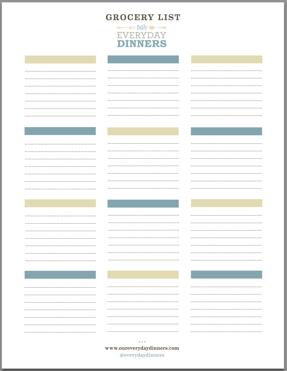 Grocery List Printable Pertaining To Blank Grocery Shopping List Template