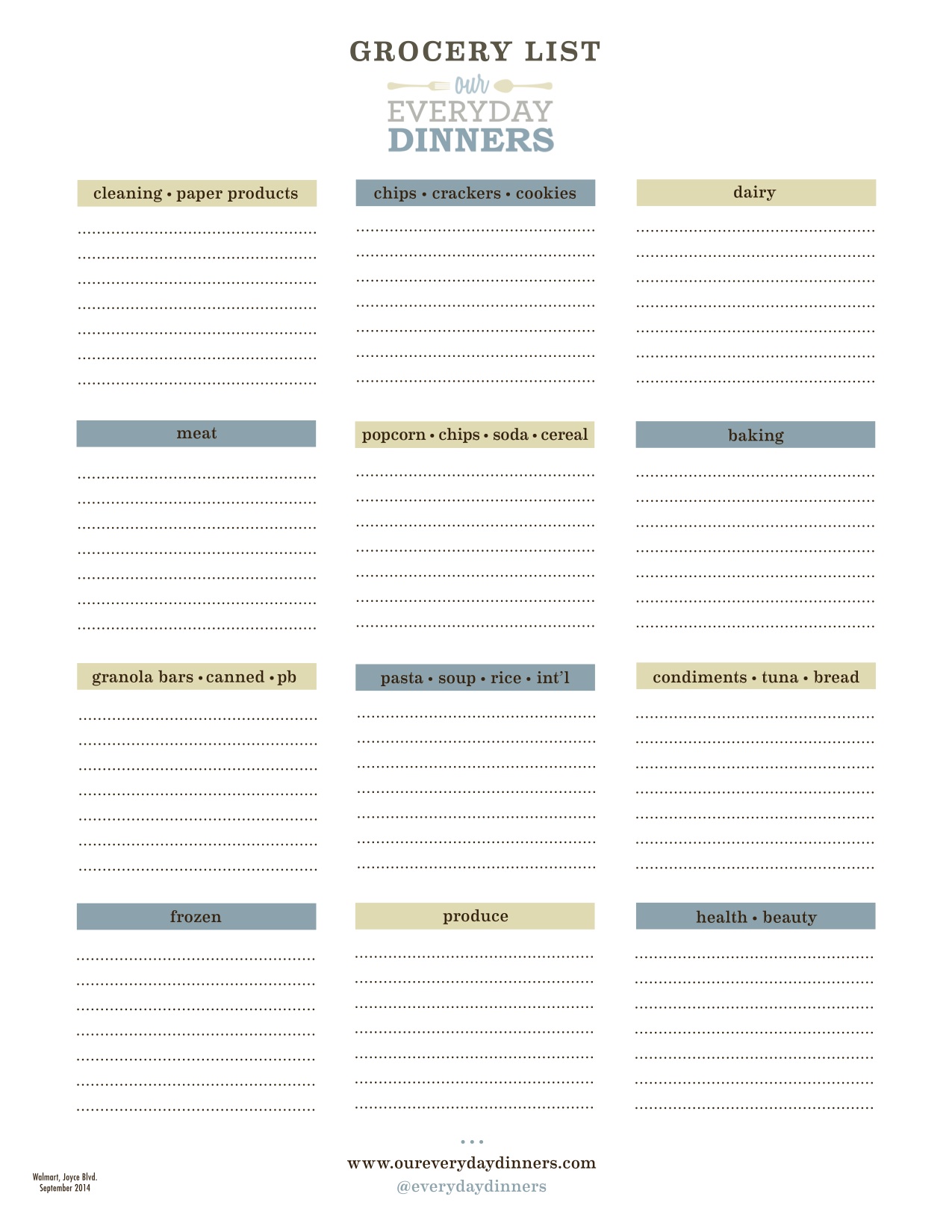 Grocery List Printable