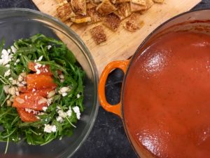 Tomato Soup with Grilled Cheese Croutons